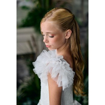 TETER WARM IVORY HANDMADE FIRST HOLY COMMUNION DRESS STYLE ES03