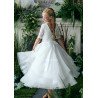 TETER WARM IVORY HANDMADE FIRST HOLY COMMUNION DRESS STYLE FR06N