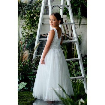 TETER WARM IVORY HANDMADE FIRST HOLY COMMUNION DRESS STYLE ES82