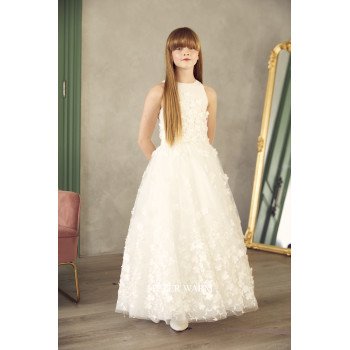 TETER WARM IVORY HANDMADE FIRST HOLY COMMUNION DRESS STYLE DS24