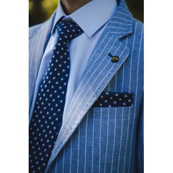 One Varones Navy With Stars First Holy Communion/Special Occasion Handkerchief Style 10-08024 192