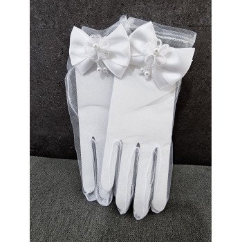 White First Holy Communion Gloves Style CG757