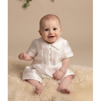 Baby Boy Christening Romper in Ivory Style OSCAR