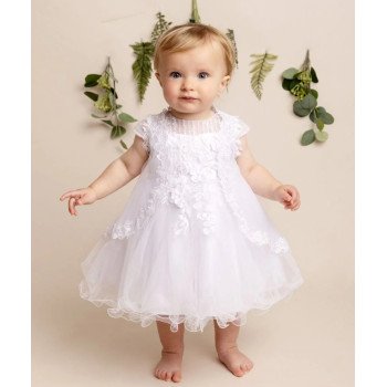 CHRISTENING BABY GIRL DRESS IN WHITE STYLE BONNIE