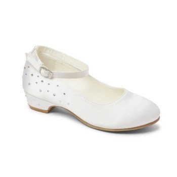 White First Holy Communion Satin Shoes Style ROSA
