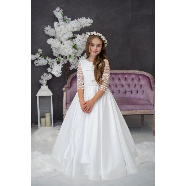 Handmade White First Holy Communion Dress Style JENNIFER MCH Handmade White First Holy Communion Dress Style JENNIFER MCH
