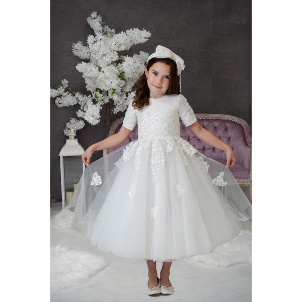 Handmade Ivory First Holy Communion Dress Style HERMIA MCH Handmade Ivory First Holy Communion Dress Style HERMIA MCH