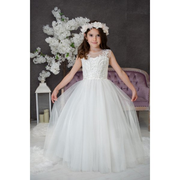 Handmade White First Holy Communion Dress Style GABRIELLE MCH Handmade White First Holy Communion Dress Style GABRIELLE MCH