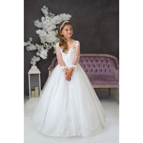 Handmade White First Holy Communion Dress Style HORTENSE MCH Handmade White First Holy Communion Dress Style HORTENSE MCH