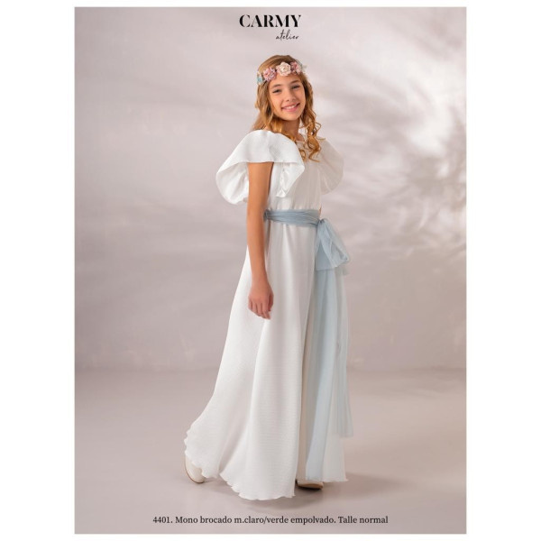 IVORY/MINT HANDMADE FIRST HOLY COMMUNION JUMPSUIT STYLE 4401 IVORY/MINT HANDMADE FIRST HOLY COMMUNION JUMPSUIT STYLE 4401