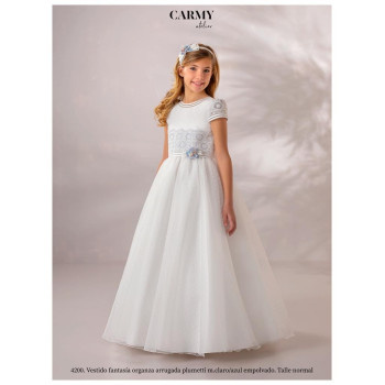 Carmy Ivory/Blue First Holy Communion Dress Style 4200