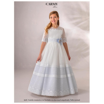 Carmy Ivory/Blue First Holy Communion Dress Style 4649