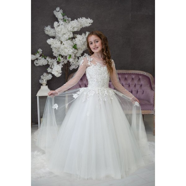 Handmade Ivory First Holy Communion Dress Style BEVERLY MCH Handmade Ivory First Holy Communion Dress Style BEVERLY MCH