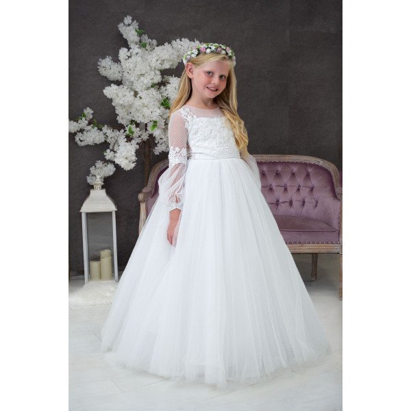 Handmade White First Holy Communion Dress Style ANNIE MCH Handmade White First Holy Communion Dress Style ANNIE MCH