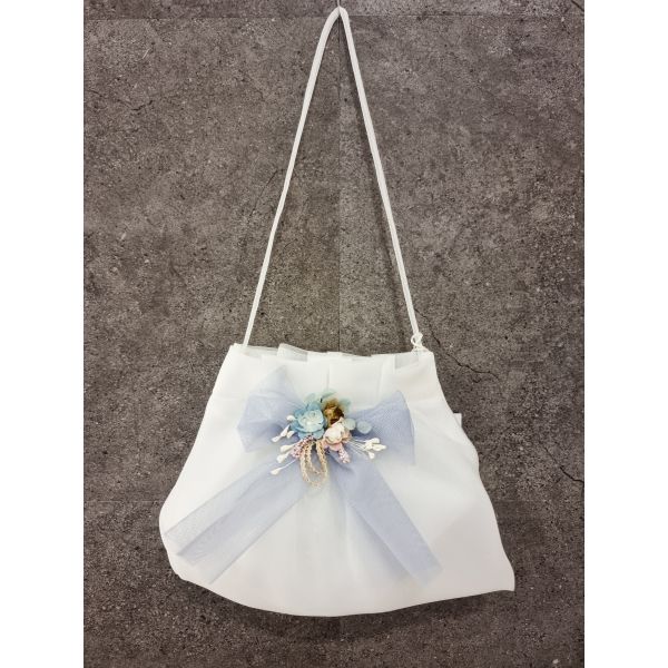 HANDMADE IVORY/BLUE CARMY FIRST HOLY COMMUNION HANDBAG STYLE CL9793/123