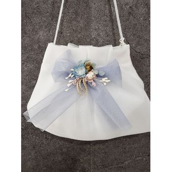 HANDMADE IVORY/BLUE CARMY FIRST HOLY COMMUNION HANDBAG STYLE CL9793/123