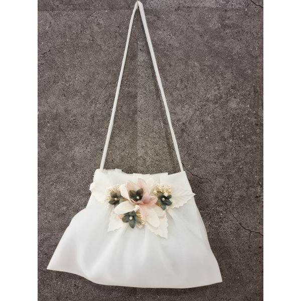HANDMADE IVORY/PINK CARMY FIRST HOLY COMMUNION HANDBAG STYLE CL9793/126