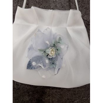 HANDMADE IVORY/BLUE CARMY FIRST HOLY COMMUNION HANDBAG STYLE CL9793/135