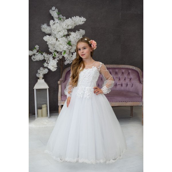 Handmade White First Holy Communion Dress Style SANDY MCH Handmade White First Holy Communion Dress Style SANDY MCH