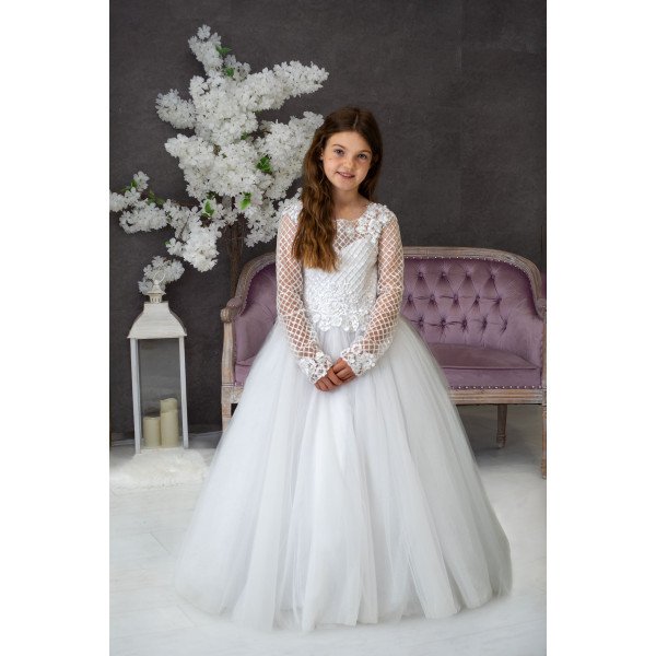 Handmade White First Holy Communion Dress Style PAULINE MCH Handmade White First Holy Communion Dress Style PAULINE MCH