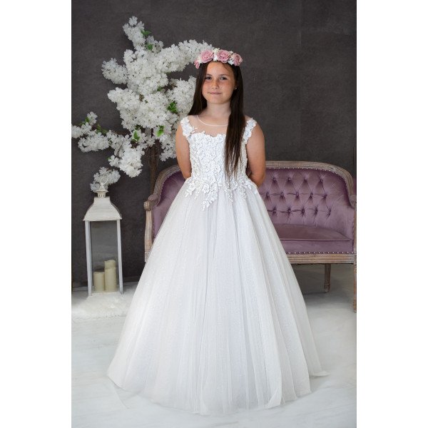 Handmade White First Holy Communion Dress Style MEG MCH Handmade White First Holy Communion Dress Style MEG MCH