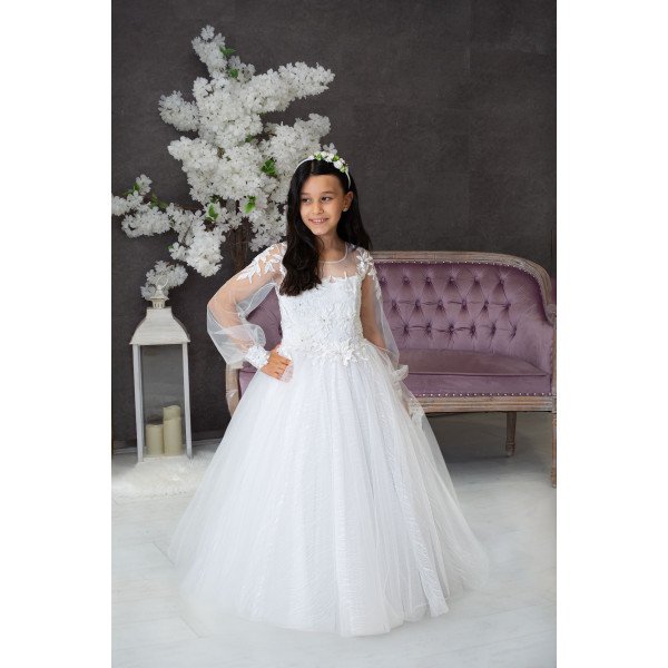 Handmade White First Holy Communion Dress Style ICY MCH Handmade White First Holy Communion Dress Style ICY MCH