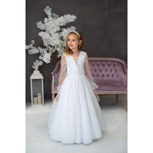 Handmade White First Holy Communion Dress Style MILEY MCH Handmade White First Holy Communion Dress Style MILEY MCH