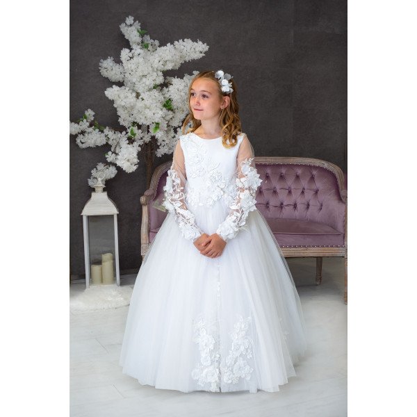 Handmade White First Holy Communion Dress Style MONICA MCH Handmade White First Holy Communion Dress Style MONICA MCH