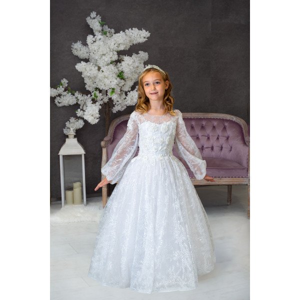 Handmade White First Holy Communion Dress Style CASSIE MCH Handmade White First Holy Communion Dress Style CASSIE MCH