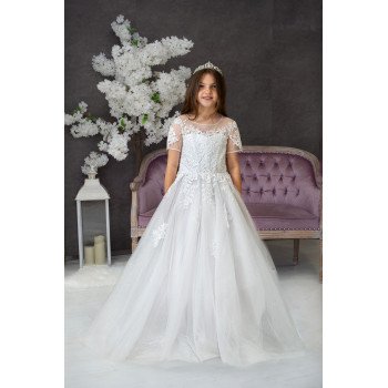 Handmade White First Holy Communion Dress Style IKUMI MCH