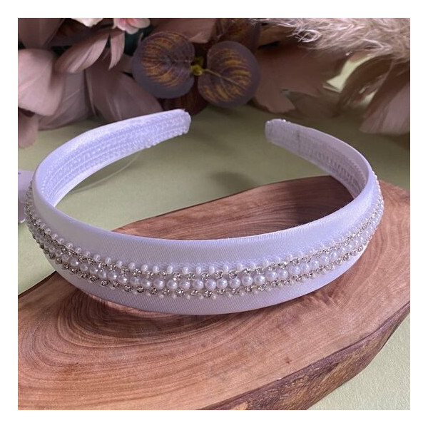 White First Holy Communion Headband Style LM258WT