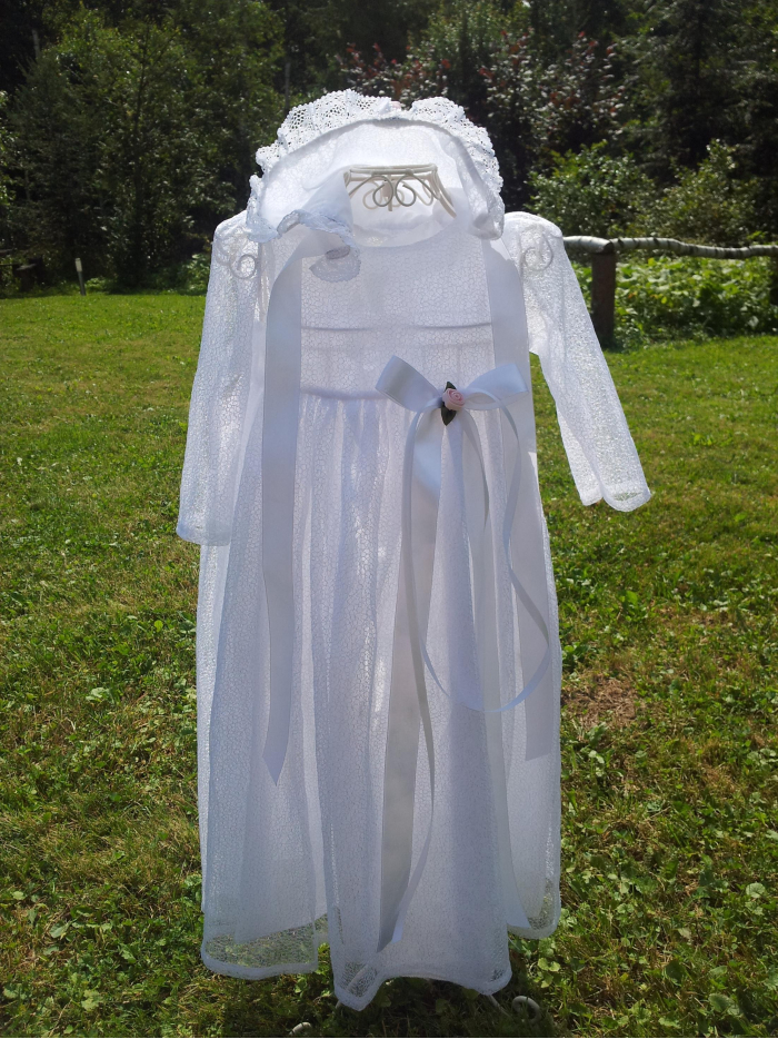 Louise Cotton Christening Gown with Lace 