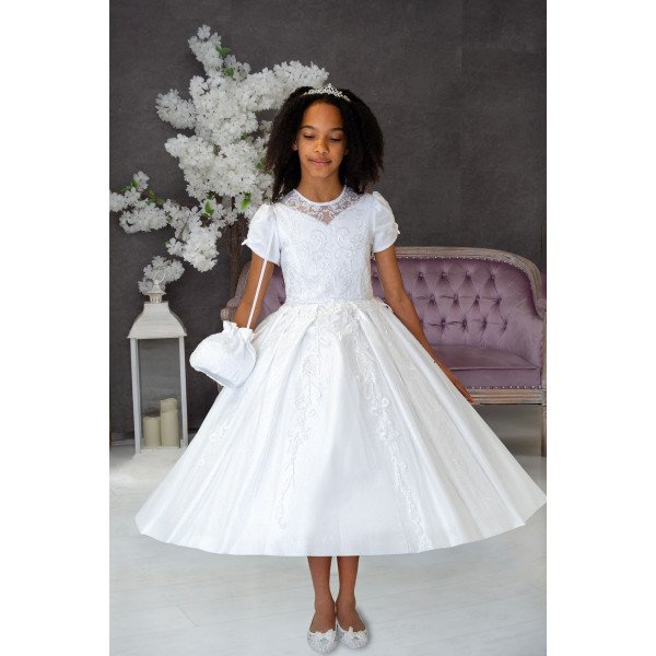 HANDMADE WHITE FIRST HOLY COMMUNION DRESS T-163 HANDMADE WHITE FIRST HOLY COMMUNION DRESS T-163