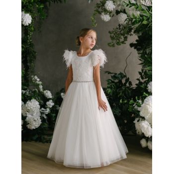 TETER WARM IVORY HANDMADE FIRST HOLY COMMUNION DRESS STYLE GS71