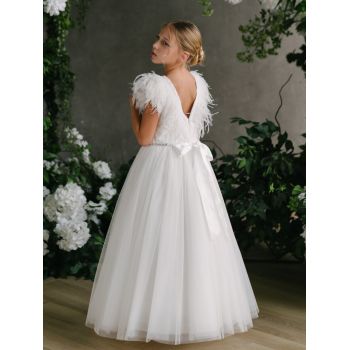 TETER WARM IVORY HANDMADE FIRST HOLY COMMUNION DRESS STYLE GS71