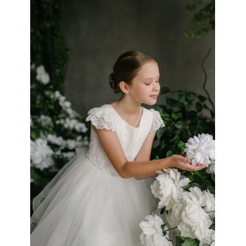 TETER WARM IVORY HANDMADE FIRST HOLY COMMUNION DRESS STYLE GS602