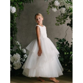 TETER WARM IVORY HANDMADE FIRST HOLY COMMUNION DRESS STYLE GS07