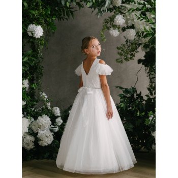 HANDMADE IVORY FIRST HOLY COMMUNION DRESS BY TETER WARM STYLE GS37
