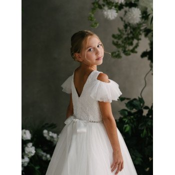 HANDMADE IVORY FIRST HOLY COMMUNION DRESS BY TETER WARM STYLE GS37