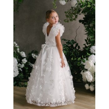 HANDMADE IVORY FIRST HOLY COMMUNION DRESS BY TETER WARM STYLE GS21