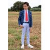 One Varones Navy Chequered First Holy Communion Jacket Style 10-04083 78