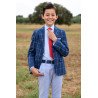 One Varones Navy Chequered First Holy Communion Jacket Style 10-04083 78