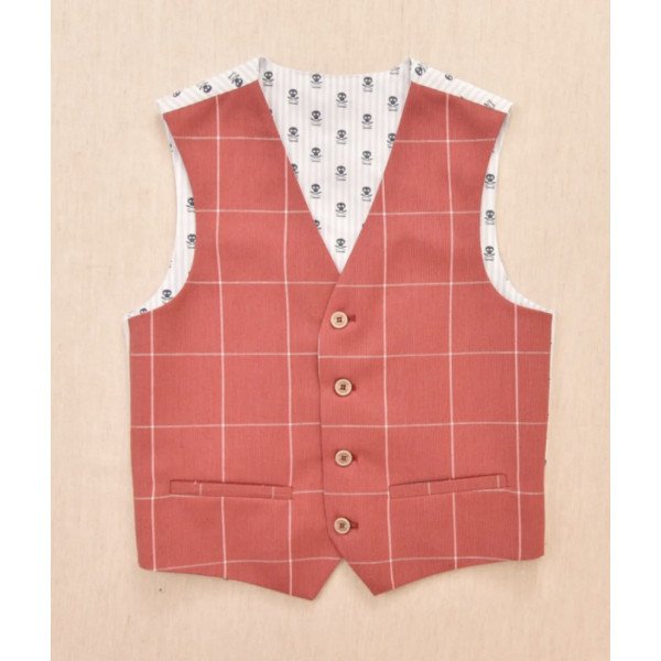 One Varones Red Check First Holy Communion/Special Occasion Waistcoat Style 10-10023R 40 One Varones Red Check First Holy Communion/Special Occasion Waistcoat Style 10-10023R 40