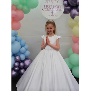 White First Holy Communion Dress Style COM032