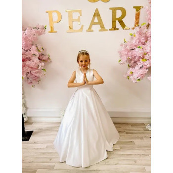 White First Holy Communion Dress Style COM037