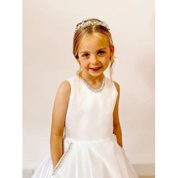 White First Holy Communion Dress Style COM037