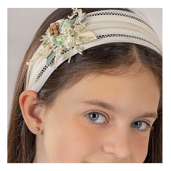 CARMY HANDMADE IVORY/MINT FIRST HOLY COMMUNION HEADBAND STYLE CD 4309