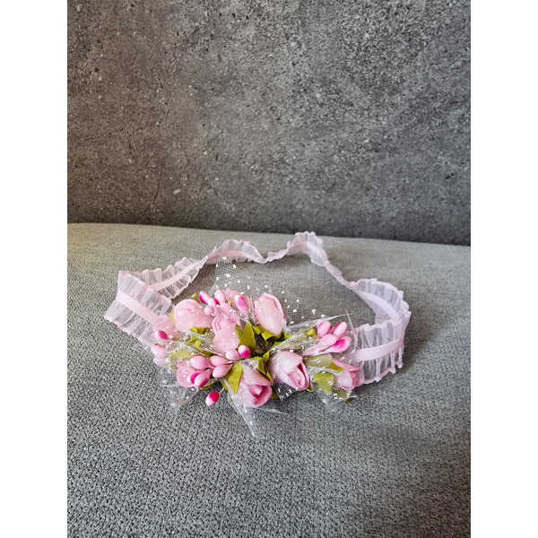 HANDMADE PINK CHRISTENING BABY GIRL HEADBAND STYLE C-484 HANDMADE PINK CHRISTENING BABY GIRL HEADBAND STYLE C-484