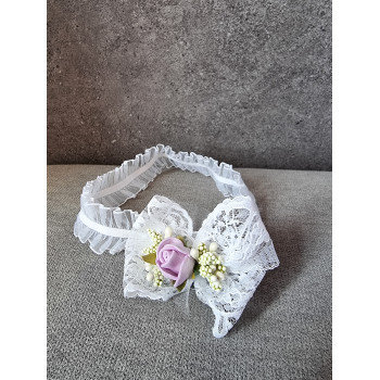 HANDMADE WHITE/GREEN/LILAC CHRISTENING BABY GIRL HEADBAND STYLE C-001