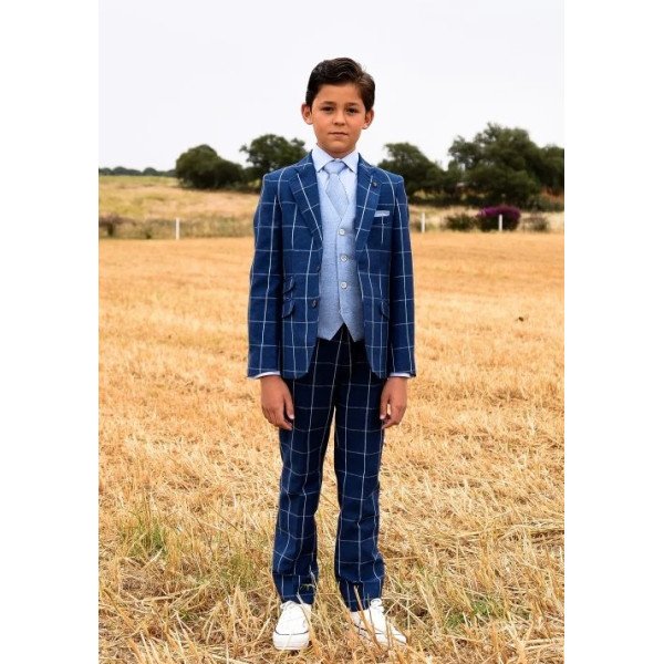 ONE VARONES NAVY CHECKERED FIRST HOLY COMMUNION TROUSERS STYLE 1155 ONE VARONES NAVY CHECKERED FIRST HOLY COMMUNION TROUSERS STYLE 1155
